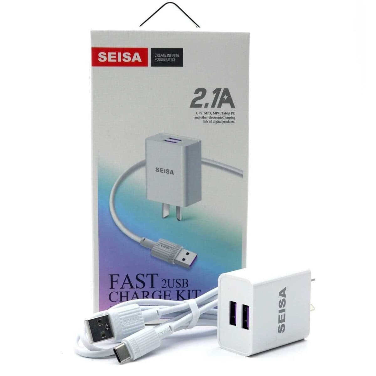 Cargador Tipo C 2.1A cable desmontable calidad - SEISA